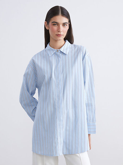 ?izgili Oversize Poplin Kad?n G?mlek Tunik