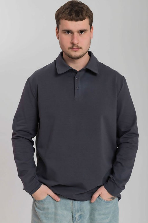 Толстовка-поло М125098с серый - Елена фото 3