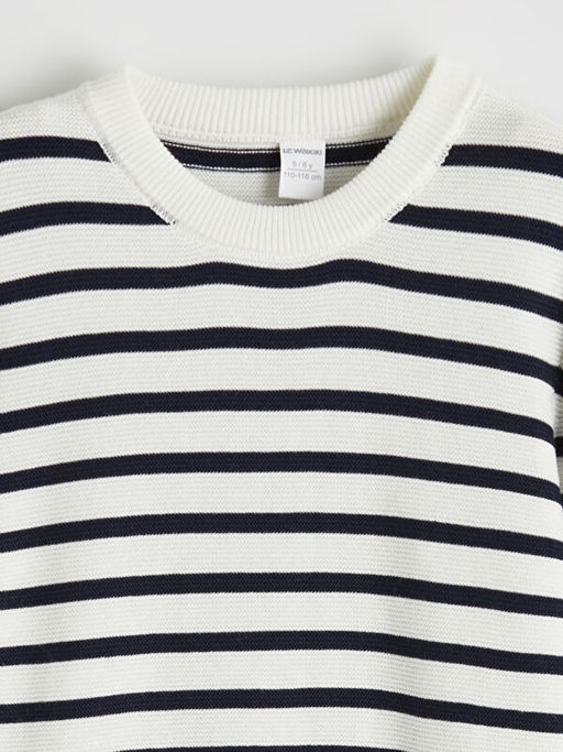 Bisiklet Yaka ?izgili Erkek ?ocuk Triko Kazak