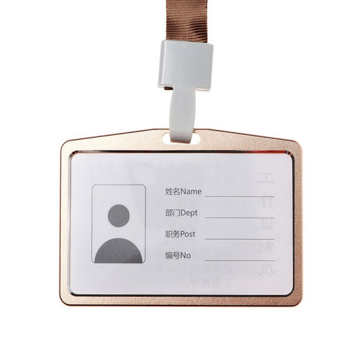 Бейдж - карман горизонтальный, внешний размер 98×58 мм, внутренний размер 85×54 мм, металл, золото, на ленте 40 см