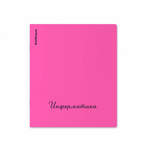 Цена за 6 шт. Тетрадь общая ученическая с пластиковой обложкой на скобе ErichKrause Neon ассорти, Информатика, 48 листов, клетка  фото 4