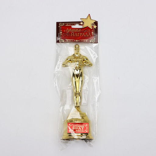 Кубок наградная фигура Лучший брат в мире, оскар, золото, 18 см