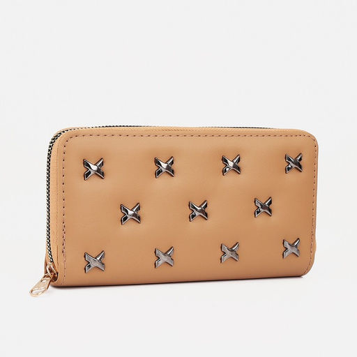 Кошелёк на молнии, большой, 4 отделения, бежевый