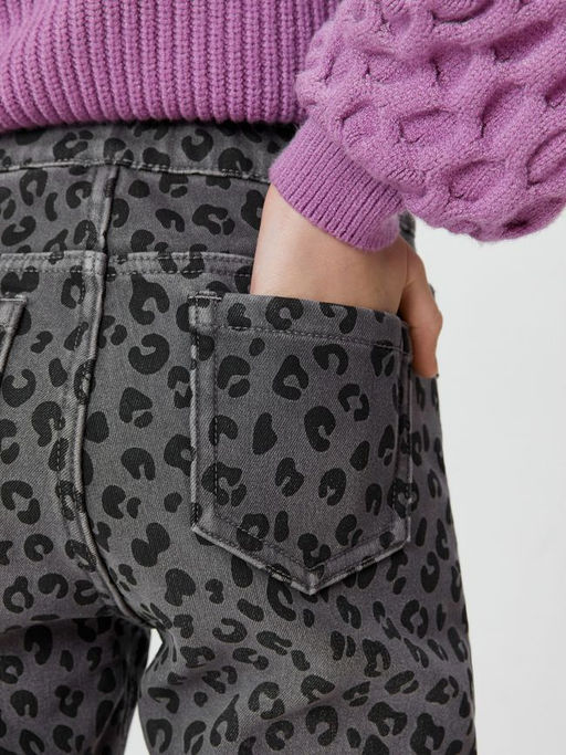 ACOOLA / Брюки джинсовые (утепленные) детские для девочек Lama серый принт  фото 3