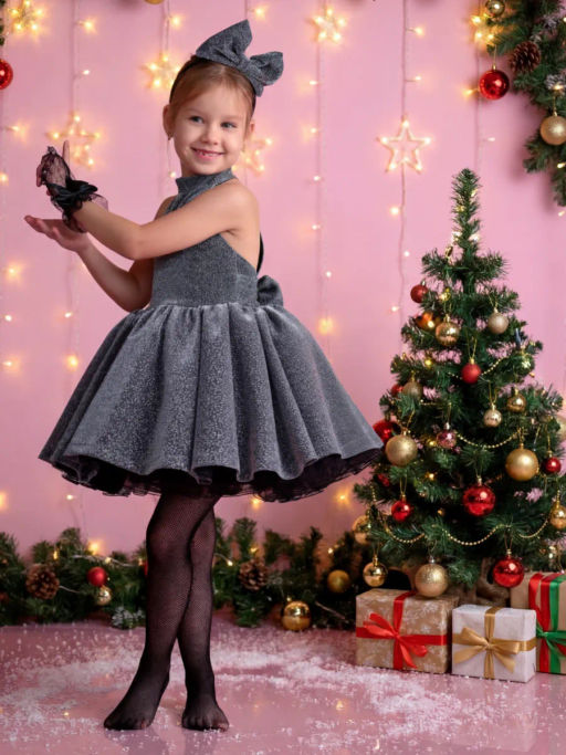 ПЛ597-Л Платье Звездное сияние ЦВЕТ: ТЕМНО-СЕРЫЙ