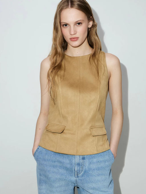 Приталенный жилет из искусственной замши ZR2604022503-63 / Zarina  фото 2