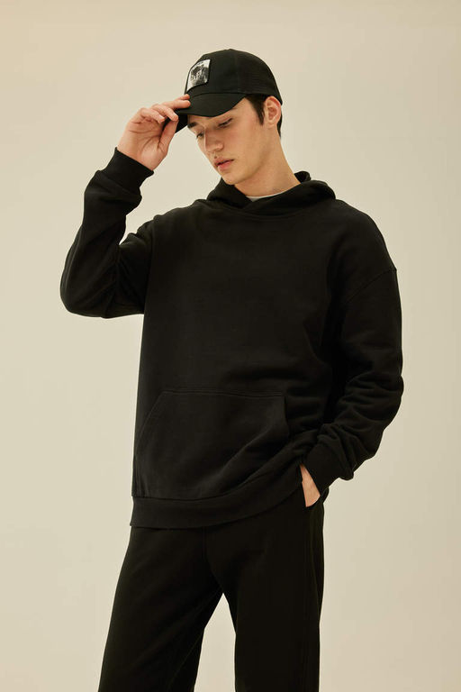 Базовая толстовка Comfort Fit с капюшоном - Defacto фото 3