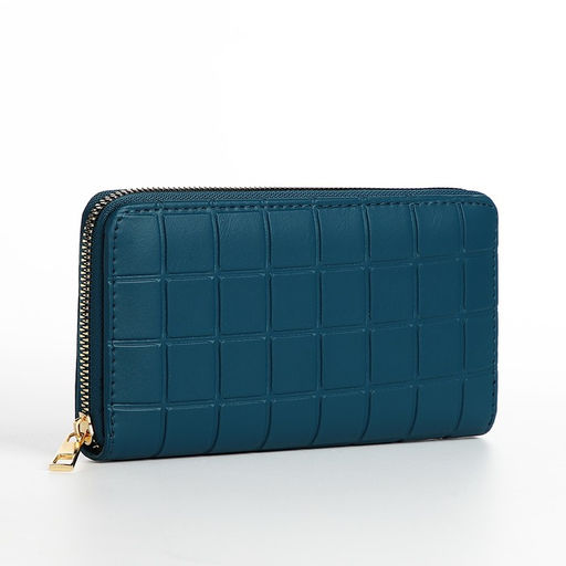 Кошелёк на молнии, четыре отделения, большой, синий