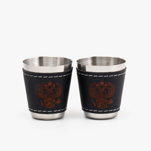 Подарочный набор Герб РФ: фляжка 240 мл, 4 стопки, воронка