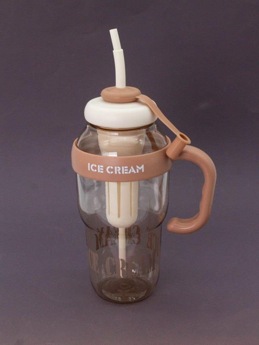 Бутылка с трубочкой "Ice cream" коричневая, 1400 мл