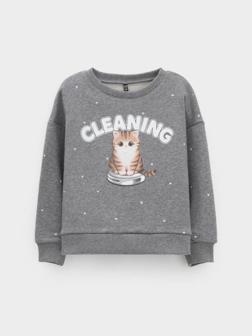 КР 302834/серый меланж,фоновые сердечки к603 джемпер (свитшот) для дев - Crockid фото 2