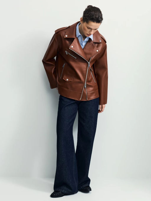 Куртка-косуха прямого силуэта из искусственной кожи / Zarina  фото 5