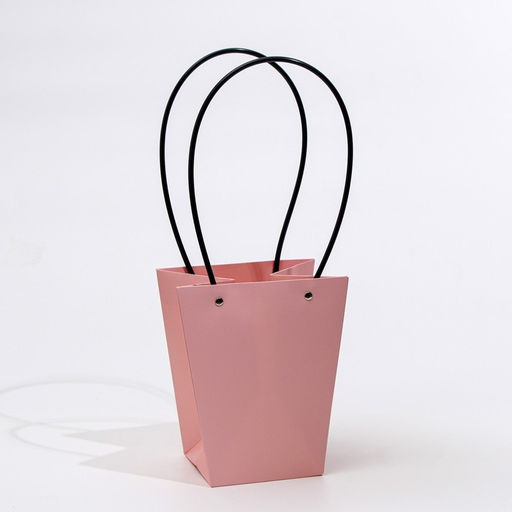 Цена за 10 шт. Сумка для цветов розовая влагостойкая, 17×17 - 11.5×11.5 - 20 см