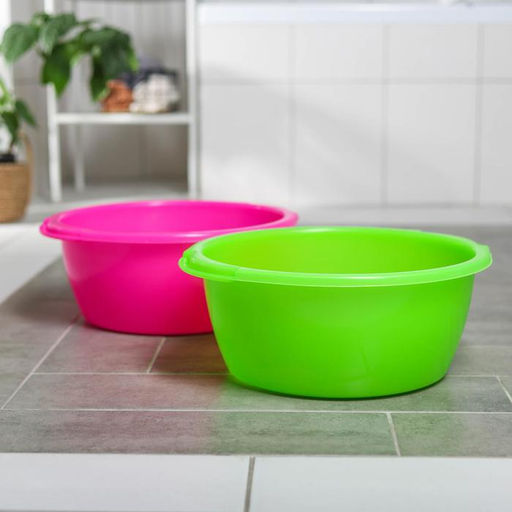 Таз хозяйственный круглый, 13 л, d=38.7 см, h=16.2 см, пластик, МИКС