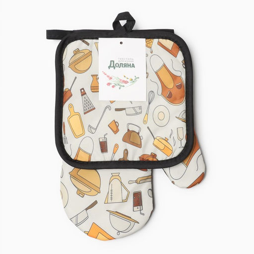 Кух. набор 2 пр. Доляна Кухня прих. 17*17 см, вареж. 26*16 см,100% п/э  фото 4