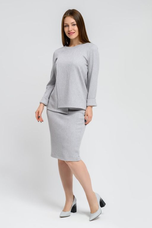 Юбка трикотажная прямая серое - Odis фото 12