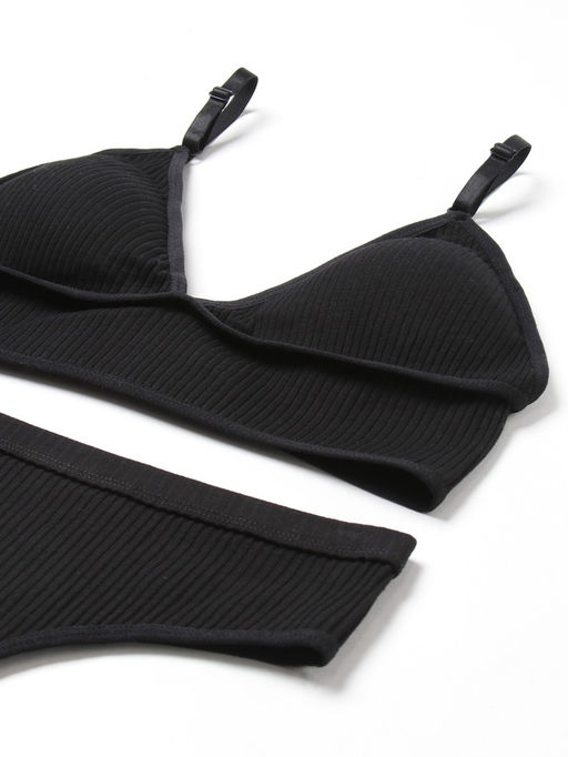 Комплект нижнего белья женский (топ, трусы) Collorista, чёрный, размер 46-48