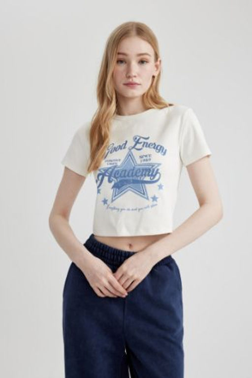 Coool Fitted Bask?l? K?sa Kollu Tisort