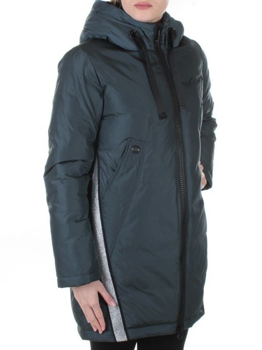 227-1 GRAY/GREEN Пальто женское зимнее Snow Grace