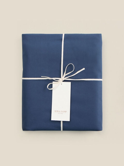 Простыня 1.5 спальная SL Home Percale 300ТС, 160235 см, синяя, хлопок 100% - Sima-land home фото 4