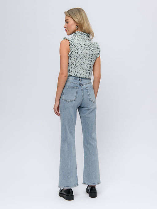 Блуза мятного цвета с принтом и рюшами - 1001dress фото 3