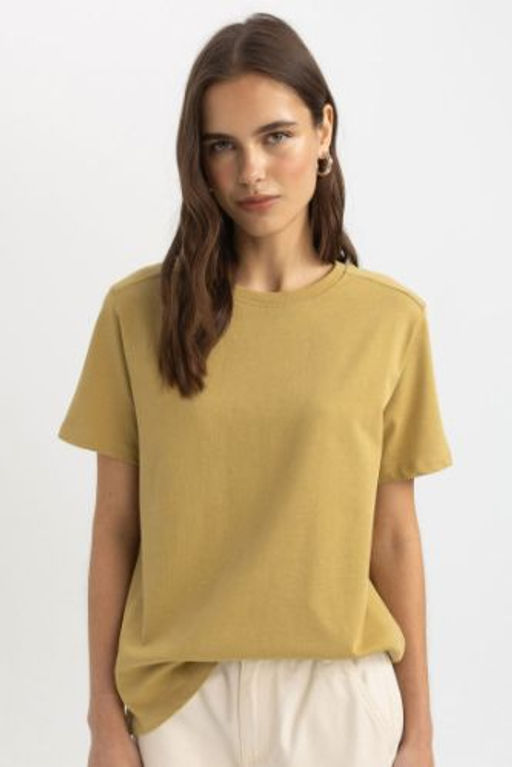 Regular Fit Bisiklet Yaka Premium Basic Duz K?sa Kollu Tisort
