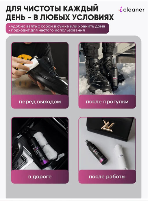 Очиститель для обуви Nano-Чистка 250ml icleaner  фото 9
