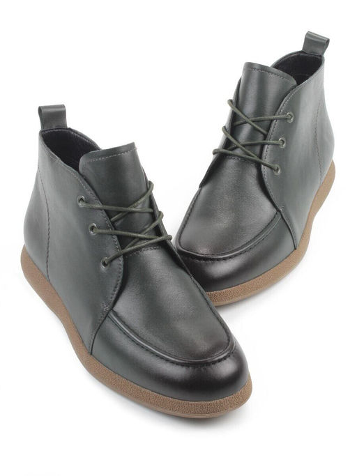 01-S77-97 DK. GREEN Ботинки демисезонные женские (натуральная кожа, байка)