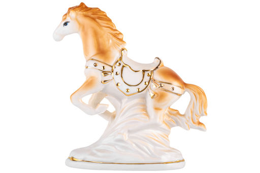 Фигурка декоративная 13*5*16,5 см Лошадь коричневая с золотом, фарфор - Elan gallery фото 5