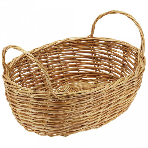 Корзинка плетеная №1 30х22х9см, овальная, глубокая, дно и стенки из ивовой лозы, с ручками, ручное плетение (Россия)