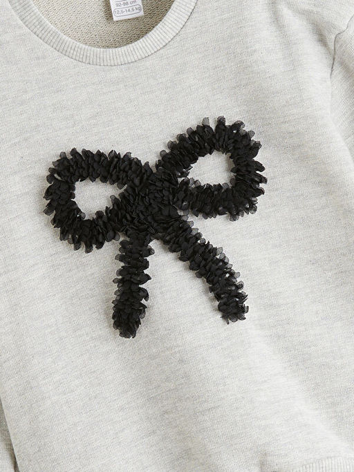 Fiyonk Bask?l? K?z ?ocuk Sweatshirt ve Tayt 2li