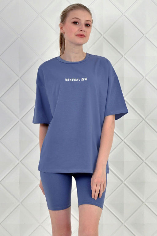 Арт. 5727 Костюм с велосипедками 42-50 (5 шт) Цвет:верх- пудра, низ- пудра