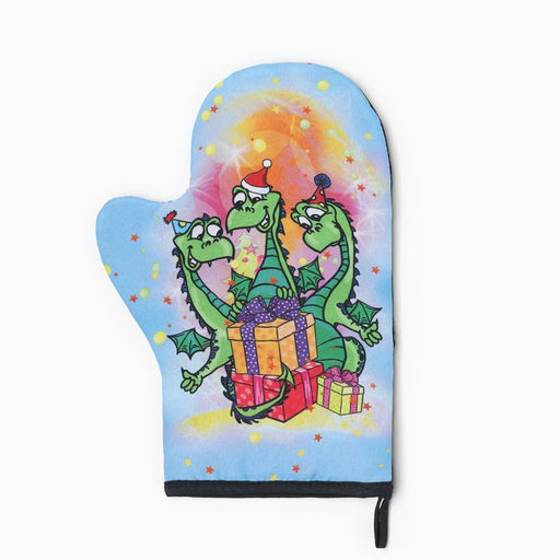 Варежка-прихватка Дракон с подарками 20х28 см, 35% хл, 65% пэ, ватин 250 г/м2 - Доляна фото 2