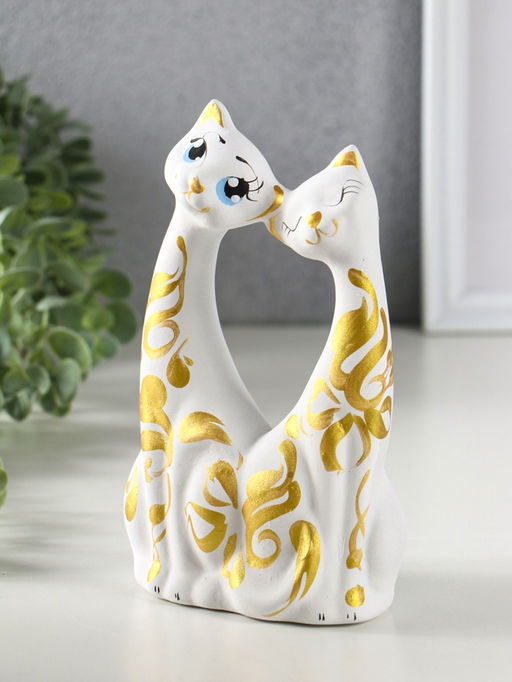 Фигурка керамика Коты влюбленные, белые, 6?11?17 см