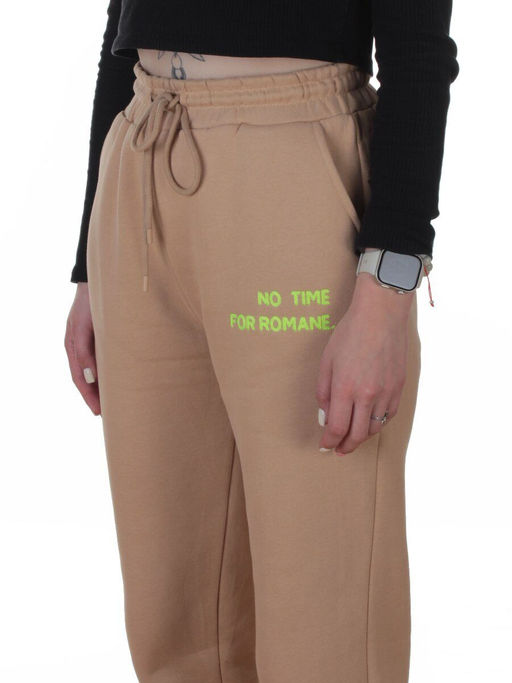 2621 BEIGE Штаны спортивные утепленные женские (85% хлопок, 10% полиэстер, 5% спандекс)