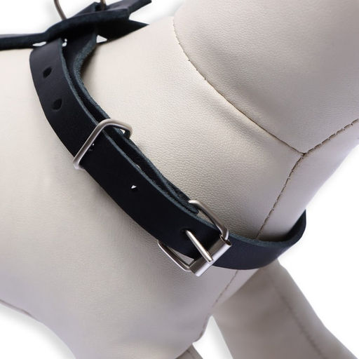 Шлейка кожаная, 1,2 см, для кошек и мелких пород собак, ОШ 26-34, ОГ 36-44, черная - Пижон фото 4