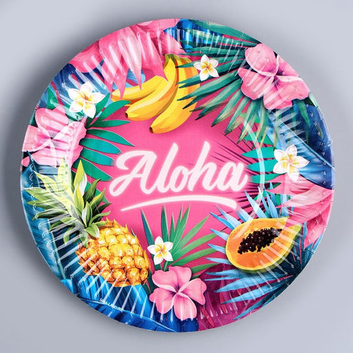 Набор бумажной посуды Aloha: 6 тарелок, 6 стаканов - Страна карнавалия фото 7
