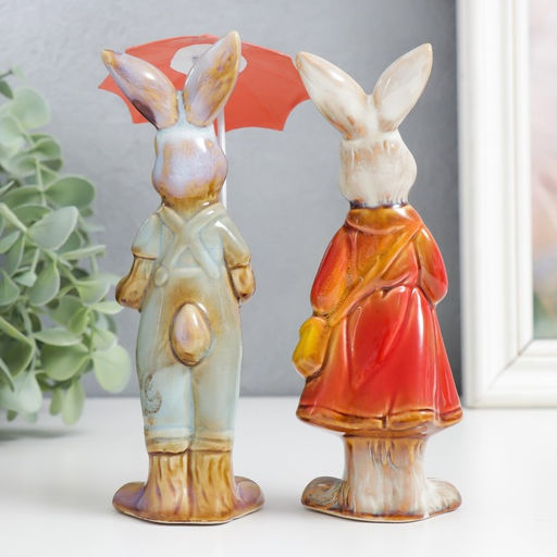Цена за 2 шт. Фигурка керамика «Заюшка - под зонтом», 15.5×4.5×5 см, МИКС