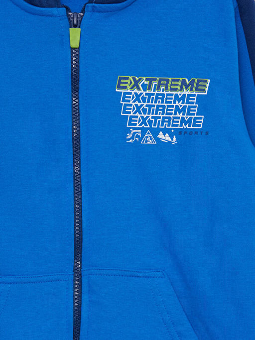 Kap??onlu Bask?l? Uzun Kollu Erkek ?ocuk Fermuarl? Sweatshirt - Waikiki фото 2