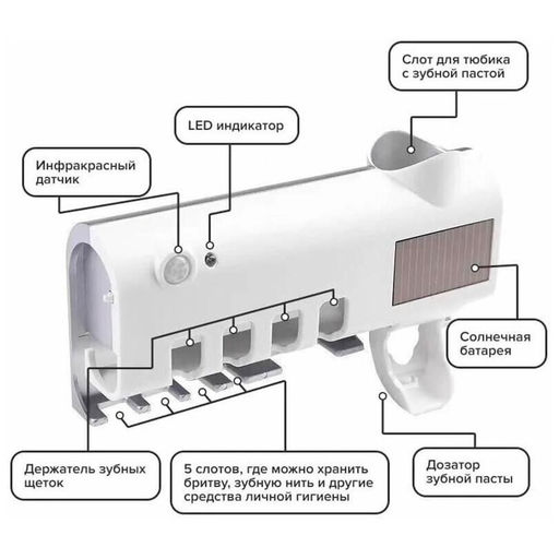 Стерилизатор Aopen ультрафиолетовый держатель для зубных щеток с дозатором  фото 4