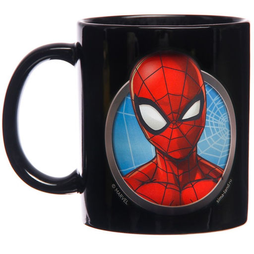 Кружка-хамелеон, Человек-паук, черная 330 мл