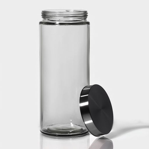 Банка для хранения сыпучих продуктов «Бомонд», 2 л, 11×27 см, с металлической крышкой, стекло, прозрачная