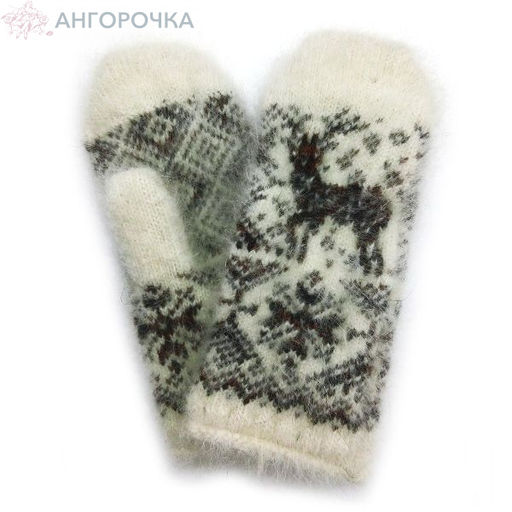 Женские пуховые варежки с оленем - 304.12