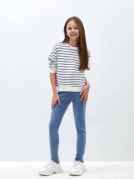 Beli Lastikli Basic K?z ?ocuk Tayt Pantolon