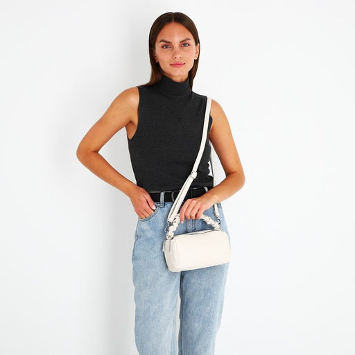 Сумка-багет на молнии, цвет молочный - Simaland фото 8