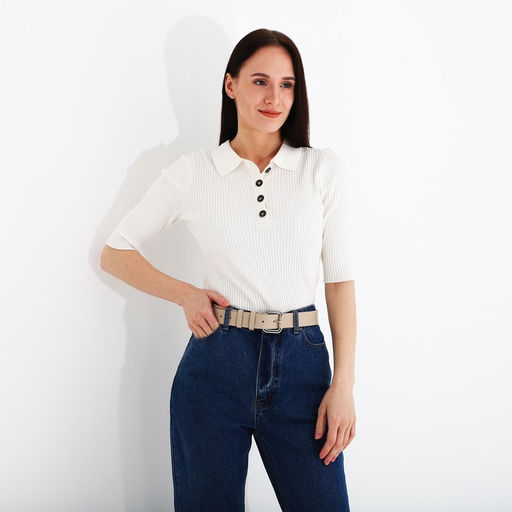 Ремень женский, ширина 3.5 см, винт, пряжка металл, цвет бежевый - Simaland фото 3