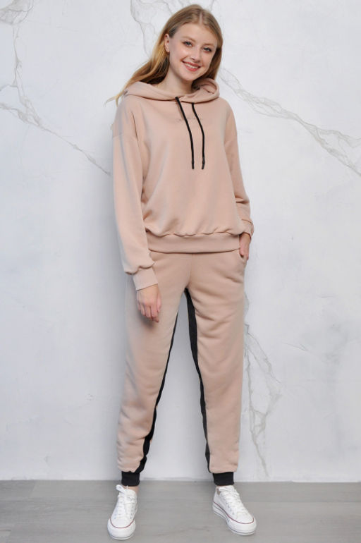 Арт. 2518 Костюм с брюками женский 44-52 (5 шт) Цвет:верх-персик, низ-персик, черный - Калинка фото 6