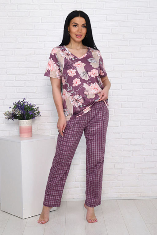 Костюм с брюками (00991, бордовый) - Плиона фото 3