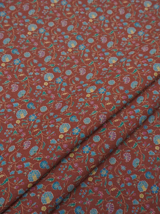 Хлопколен Чудный вьюнок цв.коричнево-красный, ш.1.5м, лен-20%, хлопок-80%, 170гр/м.кв - Купава фото 7