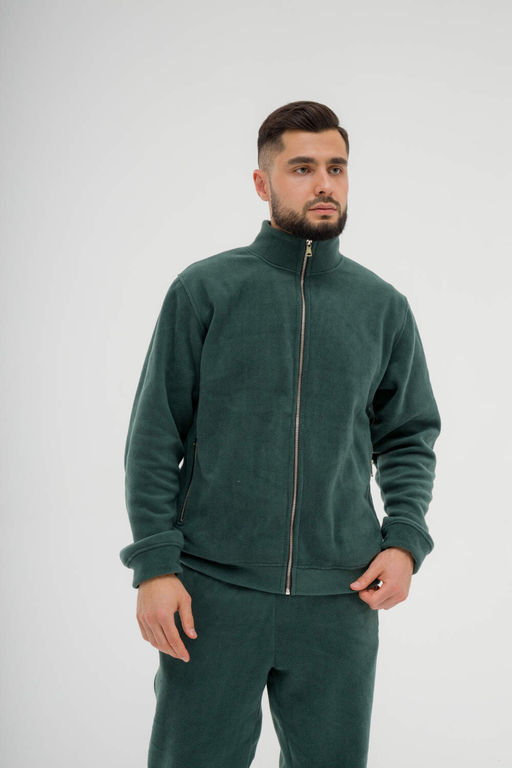517 Костюм мужской на молнии, флис, темно-зеленый - Knitka wear фото 3